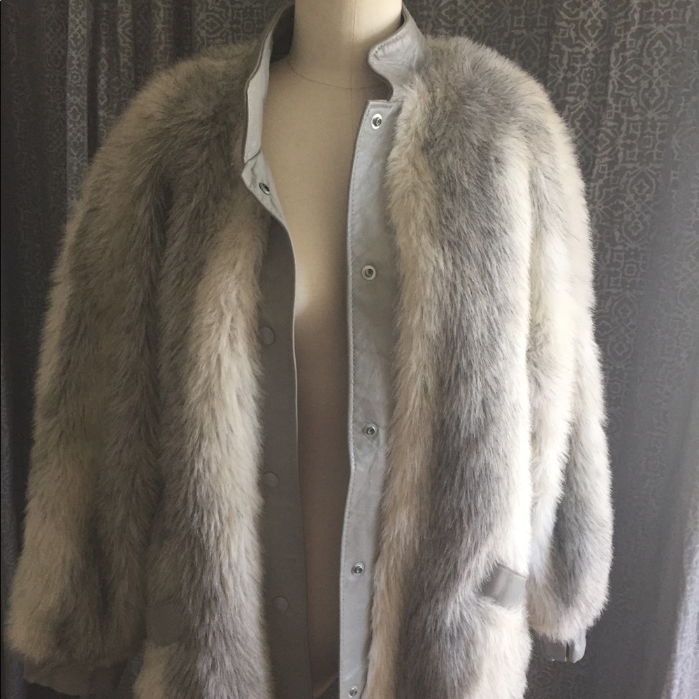 Vintage Grey Fox Faux Fur coat